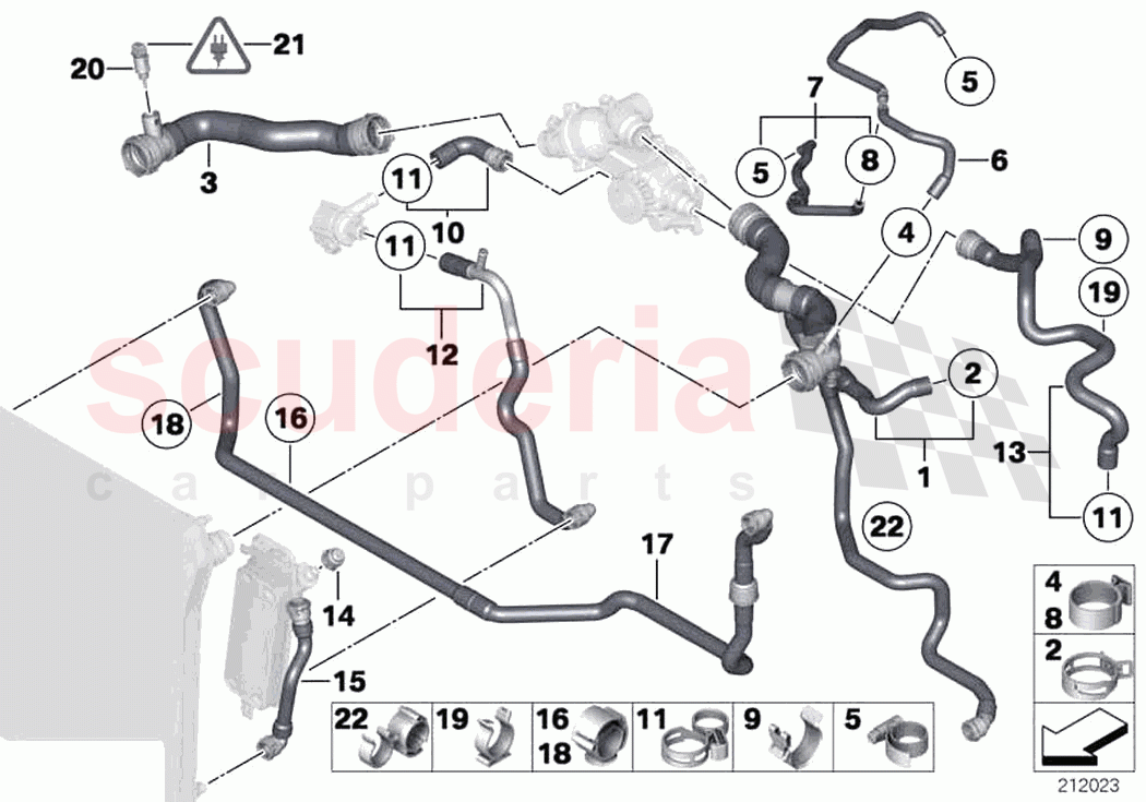 Cooling system water hoses of Rolls Royce Rolls Royce Wraith RR5(2017-2023)