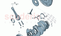 Dual-mass flywheel V-belt pulley with vibration damper Crankshaft bearing shell