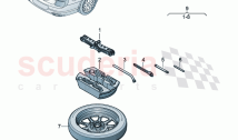 Vehicle tools for temporary spare wheel