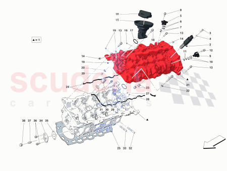 Photo of ASSEMBLAGE DU COUVERCLE DE CULASSE GAUCHE CYLINDRE GAUCHE…