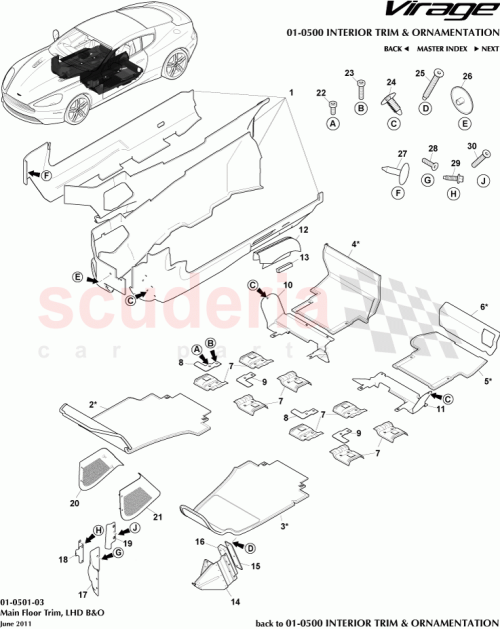 Part Diagram for Aston Martin 9D33-281B11-DFW