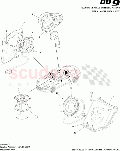 Part Diagram for Aston Martin 4G43-18808-LA