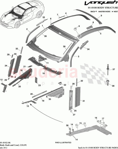 Part Diagram for Aston Martin DG43-16431-AA