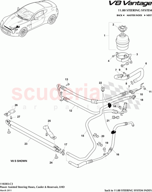 Part Diagram for Aston Martin 6G33-3D746-AD
