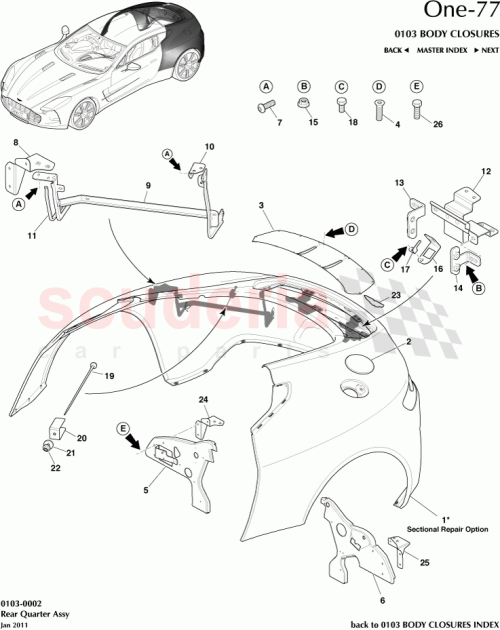 Part Diagram for Aston Martin DBYA02054-A