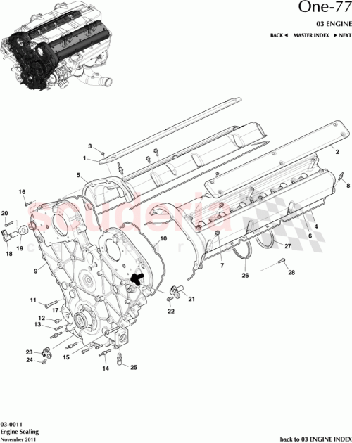 Part Diagram for Aston Martin AY93-6A505-AA