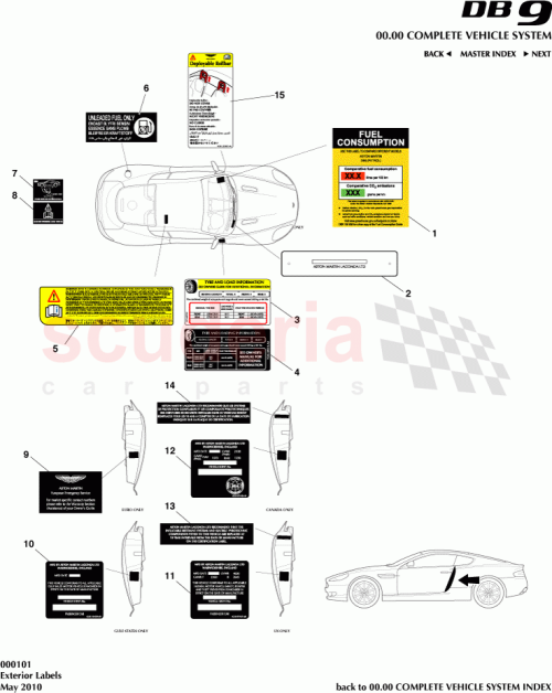 Part Diagram for Aston Martin 4G43-973624-AB