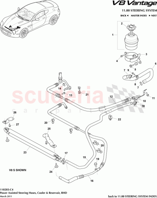 Part Diagram for Aston Martin 6G33-3F558-BB