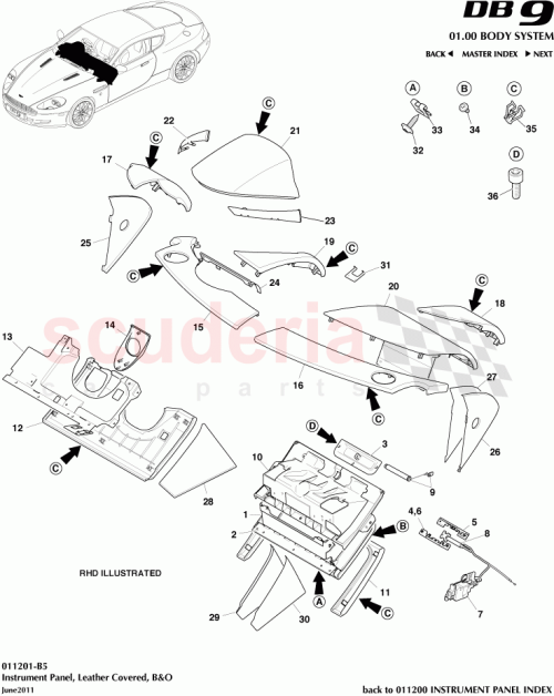 Part Diagram for Aston Martin 9D33-C043C54-CCW