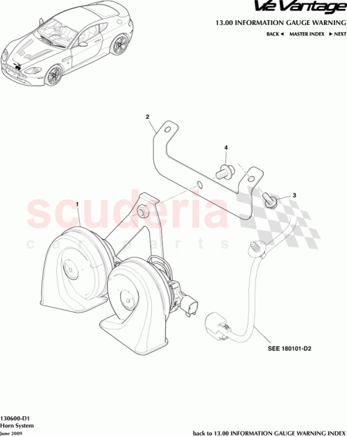 Part Diagram for Aston Martin AD23-13A803-AB