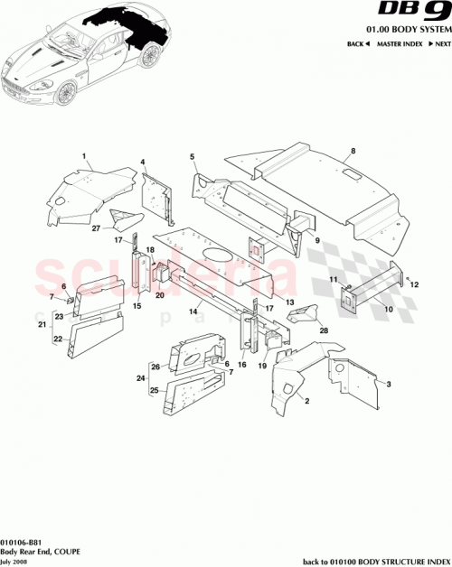 Part Diagram for Aston Martin 702804