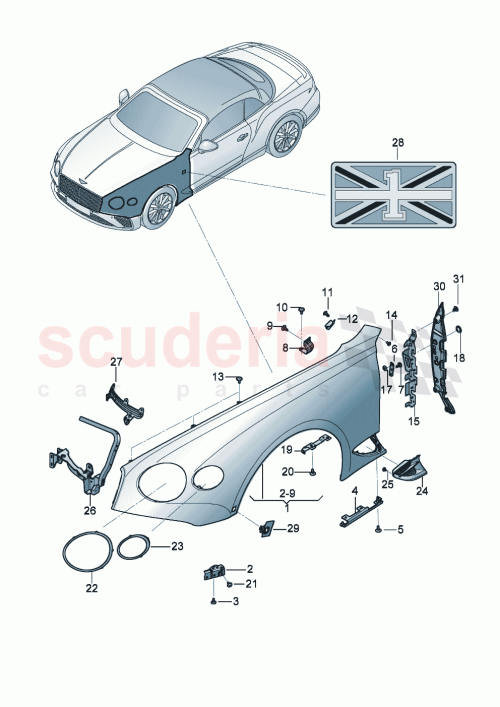 Part Diagram for Bentley 3SD809574B