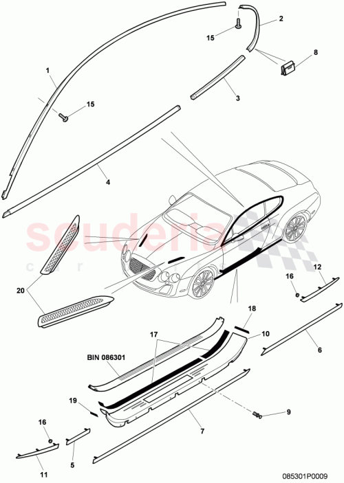 Part Diagram for Bentley 3W8853537AE