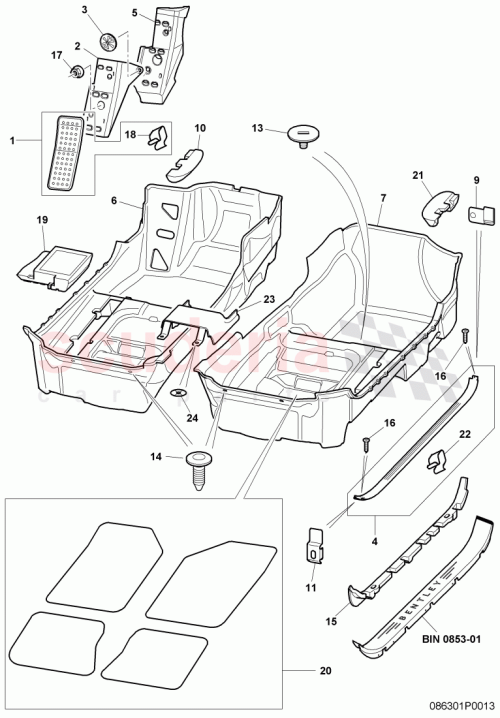 Part Diagram for Bentley 3W1863691S