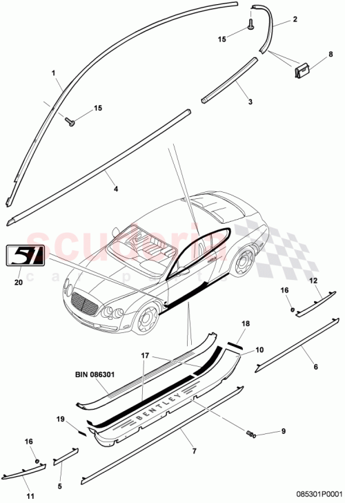 Part Diagram for Bentley 3W0807811