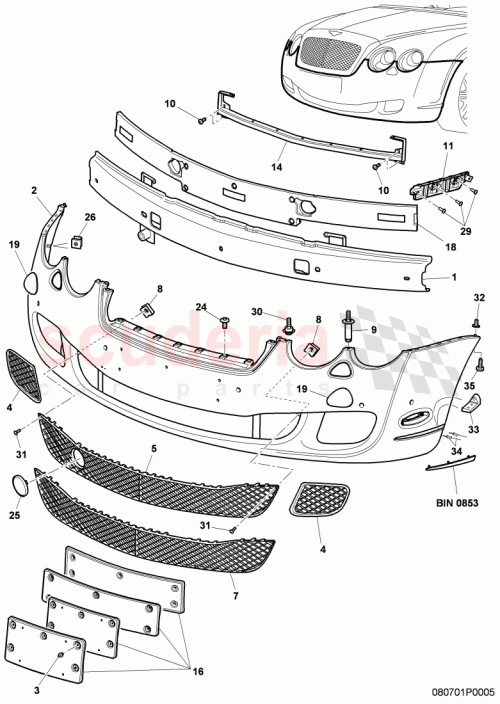 Part Diagram for Bentley 3W8807217BE
