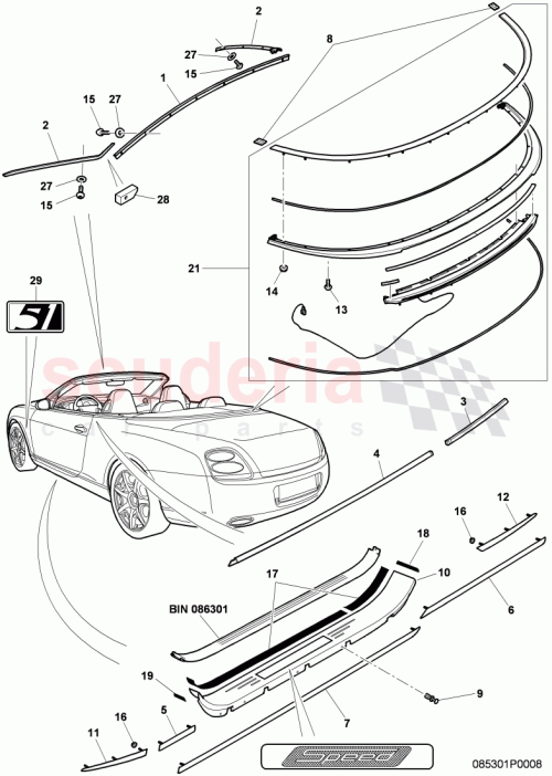 Part Diagram for Bentley 3W7 853 537 P