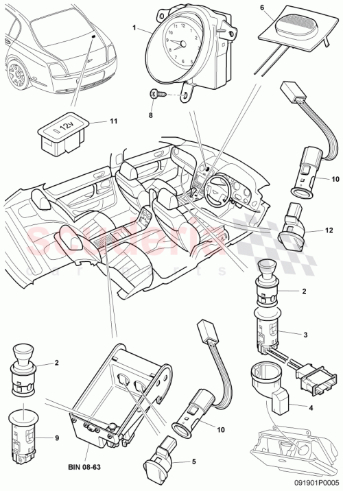 Part Diagram for Bentley 3W0919204S