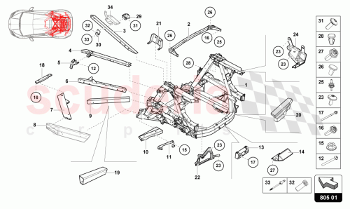 Part Diagram for Lamborghini 4S0803691H