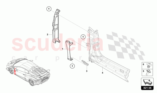 Part Diagram for Lamborghini 4T3821104GRU